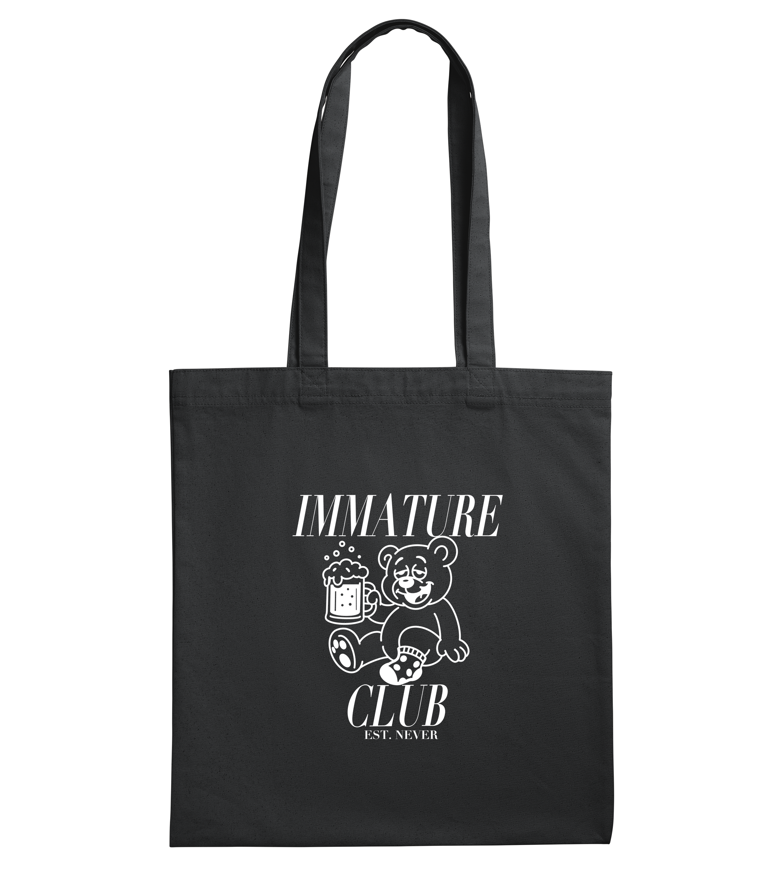 TIC Drunk Bear White Canvas Tote