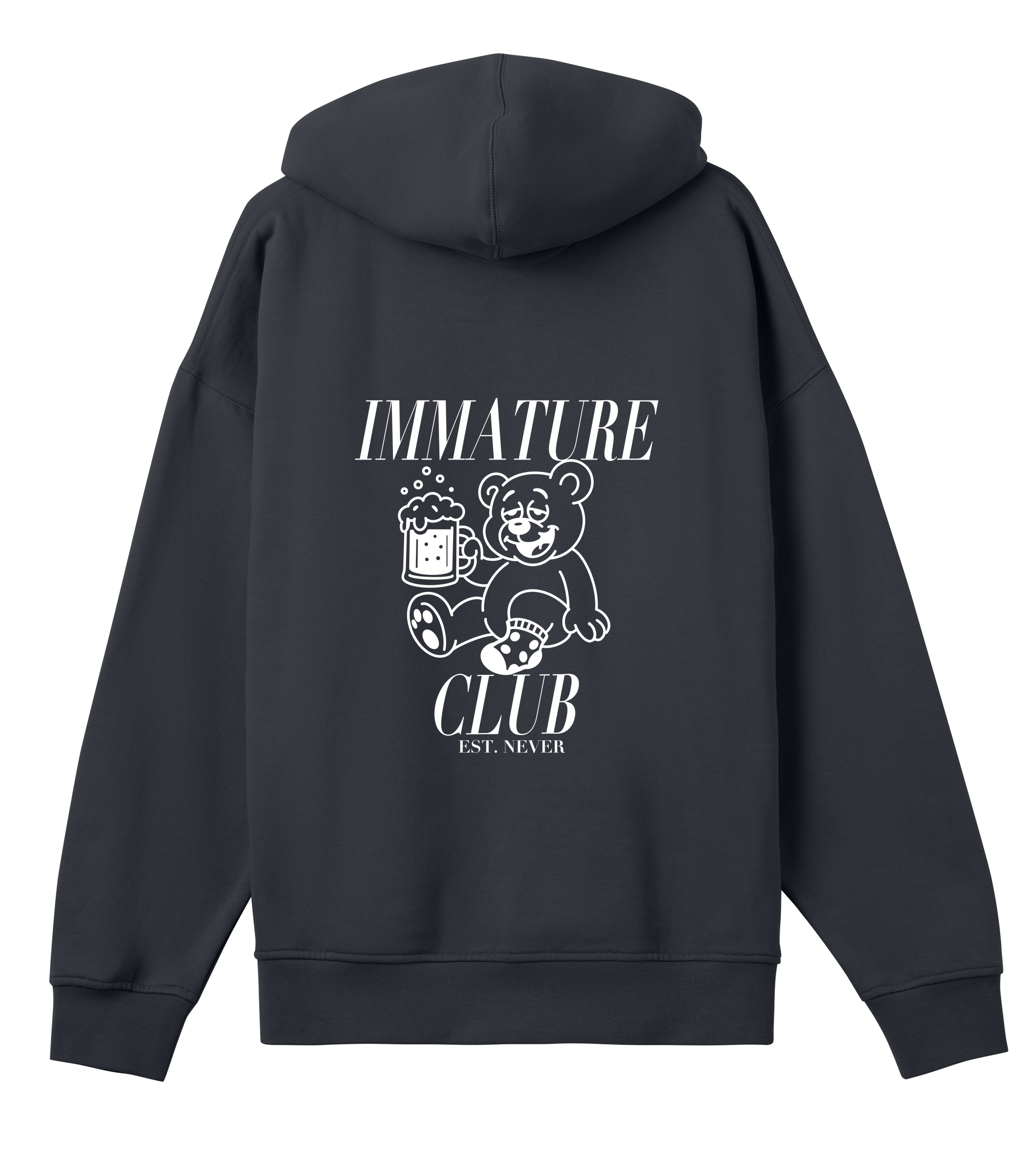 TIC Drunk Bear White Boxy Hoodie